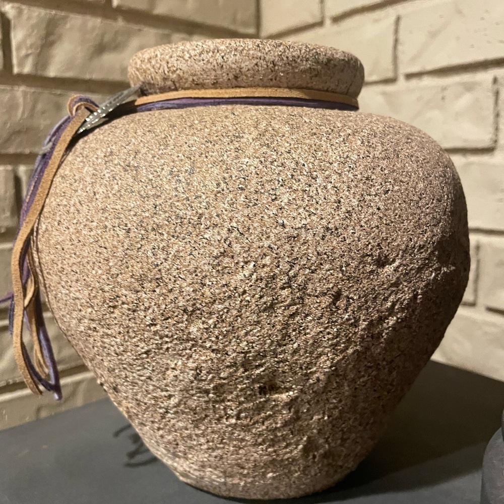 Southwestern Stone Vase with Leather Accents - Picture 4 of 4